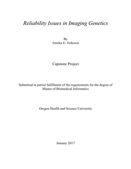 Reliability Issues in Imaging Genetics