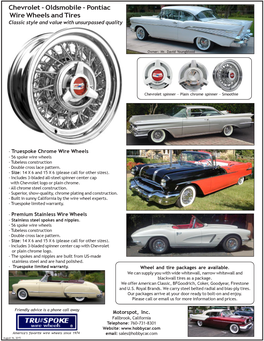 Chevrolet - Oldsmobile - Pontiac Wire Wheels and Tires Classic Style and Value with Unsurpassed Quality