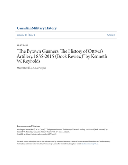 "The Bytown Gunners: the History of Ottawa's Artillery, 1855-2015 (Book