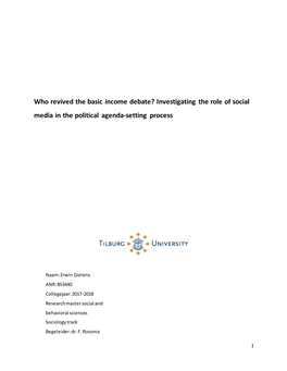 Who Revived the Basic Income Debate? Investigating the Role of Social Media in the Political Agenda-Setting Process