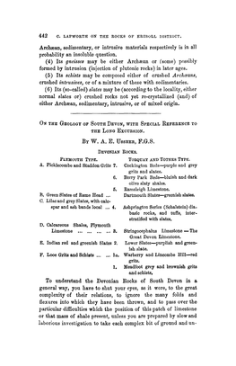 On the Geology of South Devon, with Special Reference to the Long