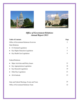 Office of Government Relations Annual Report 2013