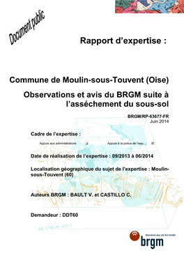 Rapport D'expertise : Commune De Moulin-Sous-Touvent