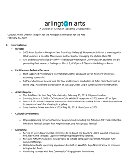 A Division of Arlington Economic Development Cultural Affairs