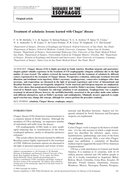 Treatment of Achalasia: Lessons Learned with Chagas' Disease