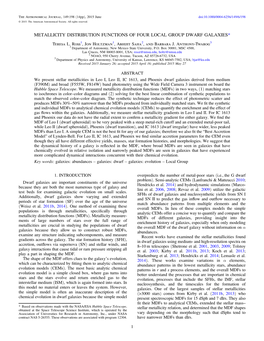 METALLICITY DISTRIBUTION FUNCTIONS of FOUR LOCAL GROUP DWARF GALAXIES* Teresa L