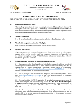 Bangladesh Advisory Issued on 04Th September 2021