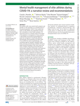 Mental Health Management of Elite Athletes During COVID-19: a Narrative Review and Recommendations