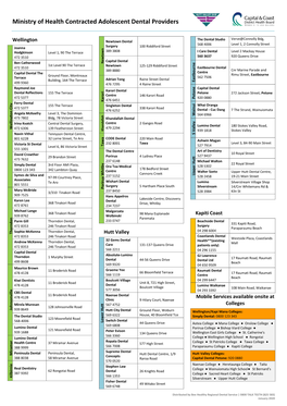 Ministry of Health Contracted Adolescent Dental Providers