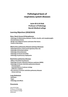 Pathological Basis of Respiratory System Diseases