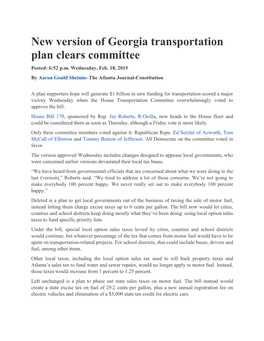 New Version of Georgia Transportation Plan Clears Committee Posted: 6:52 P.M