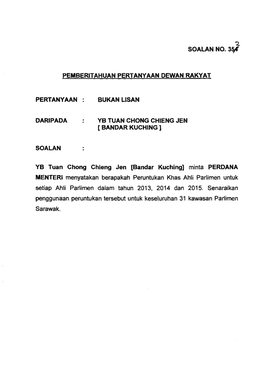 2 Soalan No. 3~ Pemberitahuan Pertanyaan Dewan Rakyat