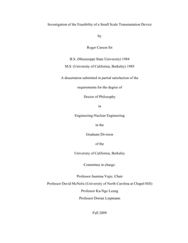 Investigation of the Feasibility of a Small Scale Transmutation Device