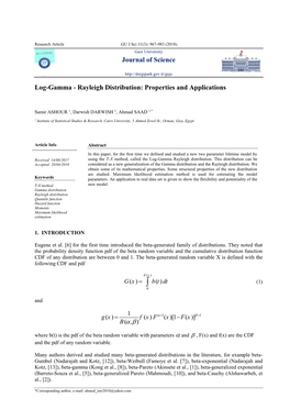 Journal of Science Log-Gamma