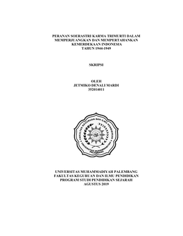 Peranan Soerastri Karma Trimurti Dalam Memperjuangkan Dan Mempertahankan Kemerdekaan Indonesia Tahun 1944-1949