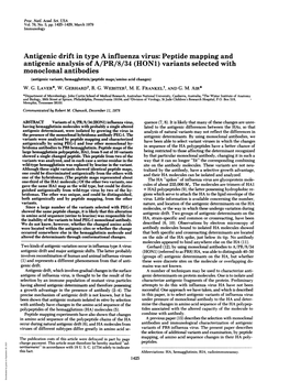 Antigenic Drift in Type a Influenza Virus