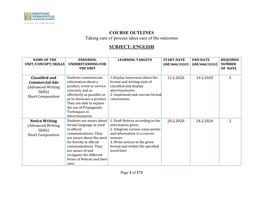 Course Outline 2020-21