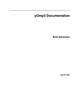 Yt2mp3 Documentation