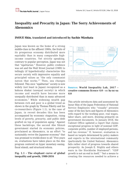 Inequality and Precarity in Japan: the Sorry Achievements of Abenomics