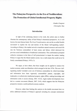 The Polanyian Perspective in the Era of Neoliberalism: the Protection of Global Intellectual Property Rights