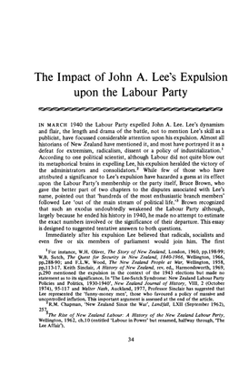 The Impact of John A. Lee's Expulsion Upon the Labour Party