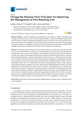 Principles for Improving the Management of Free-Roaming Cats