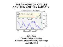 Milankovitch Cycles and the Earth's Climate