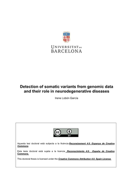 Detection of Somatic Variants from Genomic Data and Their Role in Neurodegenerative Diseases