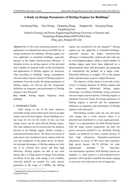 A Study on Frequency Band of Stirling Engines for Buildings