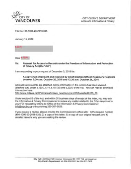 VANCOUVER Access to Information & Privacy