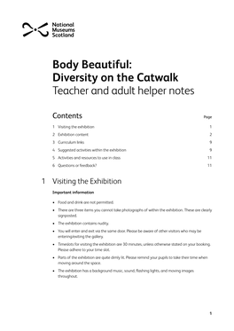Body Beautiful: Diversity on the Catwalk Teacher and Adult Helper Notes