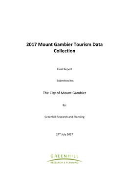 2017 Mount Gambier Tourism Data Collection