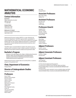 Mathematical Economic Analysis 1