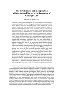 The Development and Incorporation of International Norms in the Formation of Copyright Law