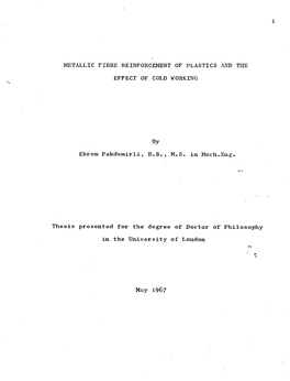 Metallic Fibre Reinforcement of Plastics and the Effect