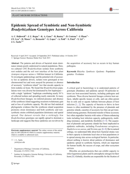 Epidemic Spread of Symbiotic and Non-Symbiotic Bradyrhizobium Genotypes Across California