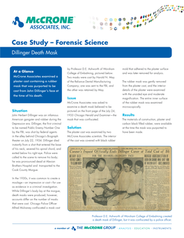 Case Study – Forensic Science Dillinger Death Mask