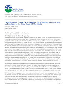 Using Film and Literature to Examine Uncle Remus: a Comparison and Analysis of the Film—Song of the South