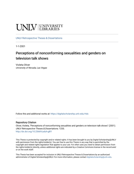 Perceptions of Nonconforming Sexualities and Genders on Television Talk Shows