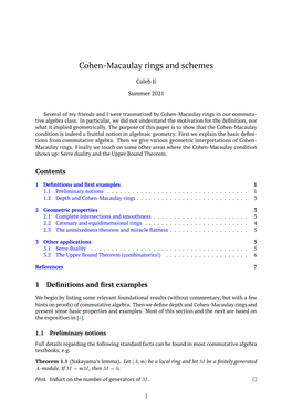 Cohen-Macaulay Rings and Schemes