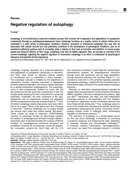 Negative Regulation of Autophagy