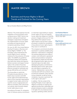 Business and Human Rights in Brazil: Trends and Outlook for the Coming Years