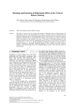 Meanings and Functions of Inflectional Affixes of the Verbs in Bahasa Tamiang