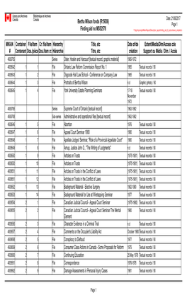 Bertha Wilson Fonds (R15636) Finding Aid No MSS2578 MIKAN