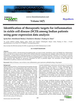 (SCD) Among Indian Patients Using Gene Expression Data Analysis