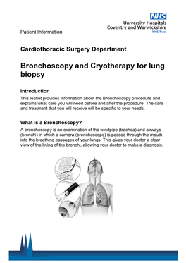Bronchoscopy and Cryotherapy for Lung Biopsy