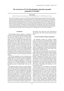 The Occurrence of Li-Fe-Mn Phosphate Minerals in Granitic Pegmatites of Namibia