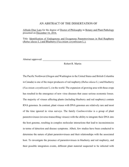 An Abstract of the Dissertation Of