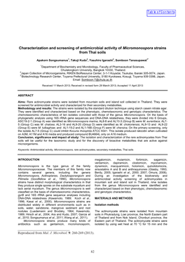 Micromonospora Strains from Thai Soils