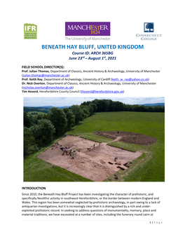 BENEATH HAY BLUFF, UNITED KINGDOM Course ID: ARCH 365BG June 23Rd – August 1St, 2021